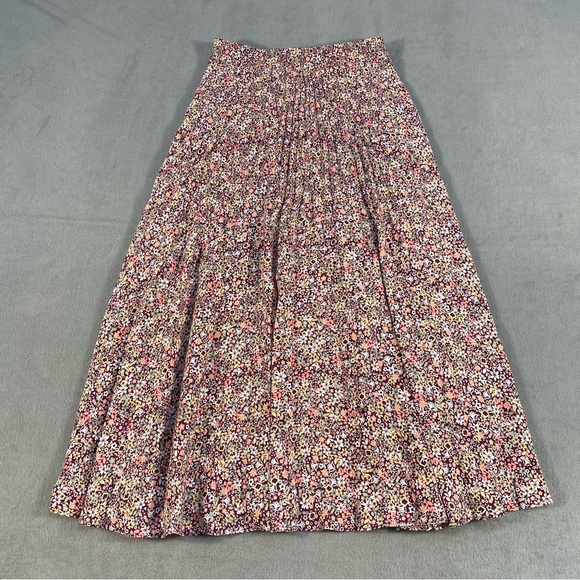 Max Studio Women’s Pink Floral Pleated Midi Skirt, Lined, Elastic Waist, size S - Picture 1 of 8